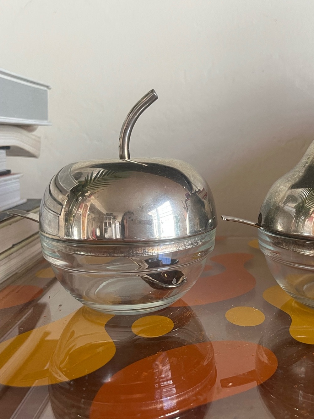 Vintage jelly jam jars set of 2 apple and pear shaped